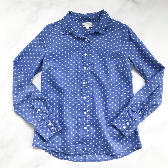 J. Crew Tops - J. Crew Perfect Shirt in Linen Dot